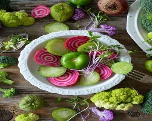 fresh colorful organic vegetables on a table